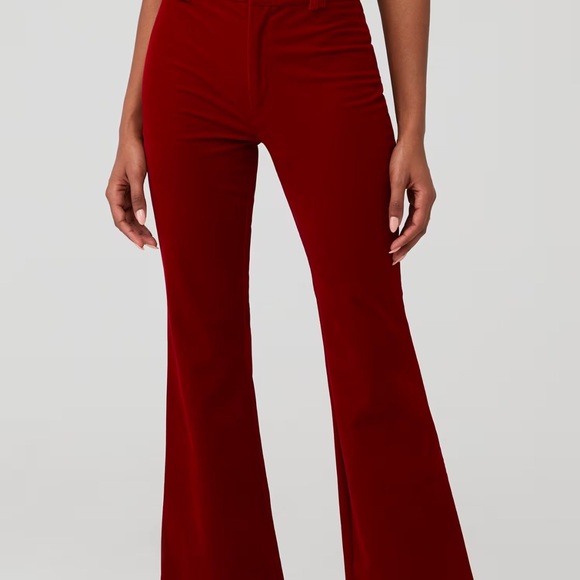 Size XS Steve Madden red velvet flare Harlow Pant - Picture 3 of 6